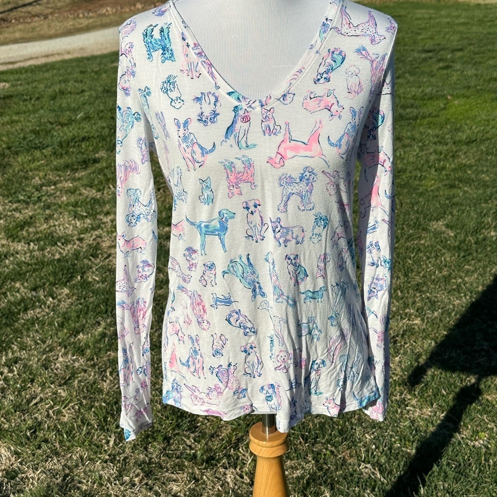 Lilly Pulitzer Pink and Blue Blouse Vibrant and Stylish